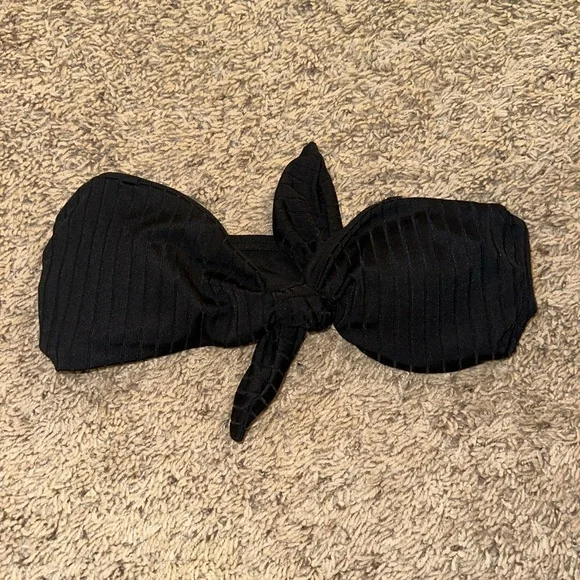 Aerie Ribbed Bandeau Front Tie Bikini Top - Picture 3 of 6